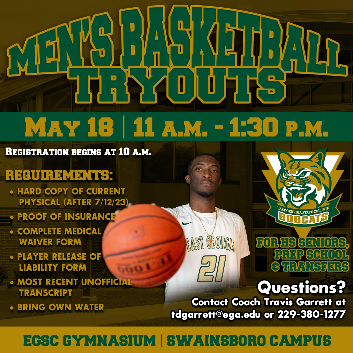Men's Basketball Tryouts May 18 11 a.m.